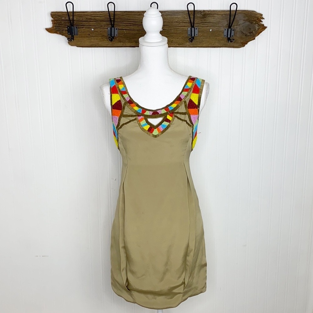 Yoana Baraschi Gold Multicolored Beaded Dress